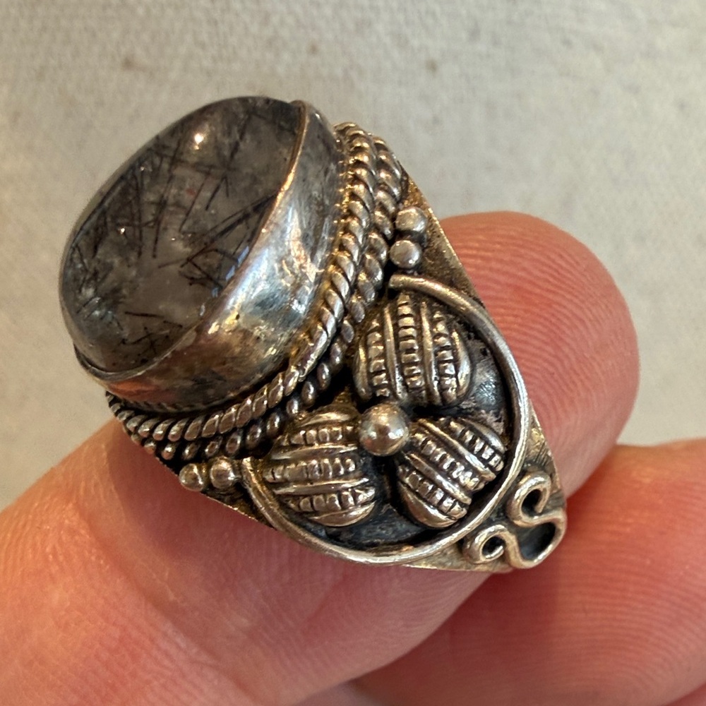 925 Silver Rutilated Quartz Statement Ring - image 3